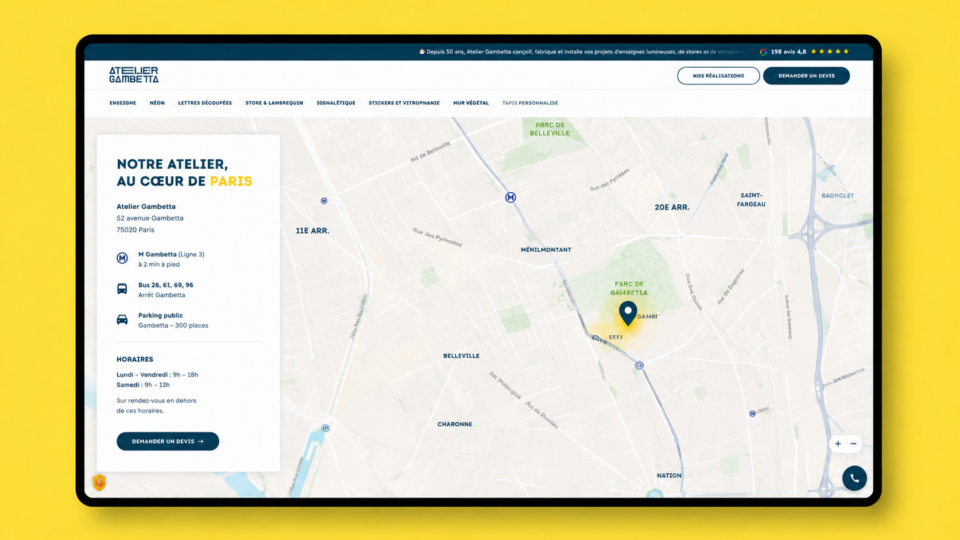 Site Atelier Gambetta — page intérieure