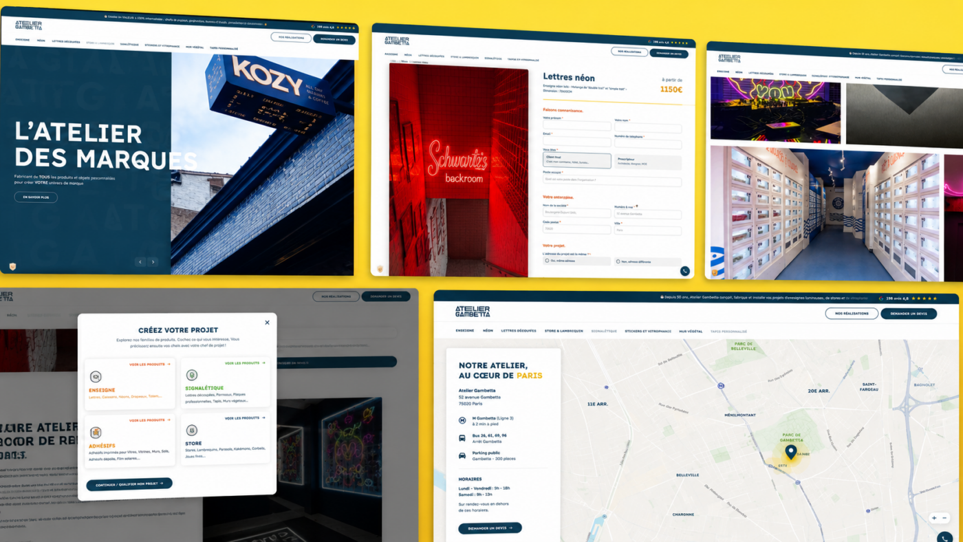 Capture du site Atelier Gambetta refondu par Crescendo Studio