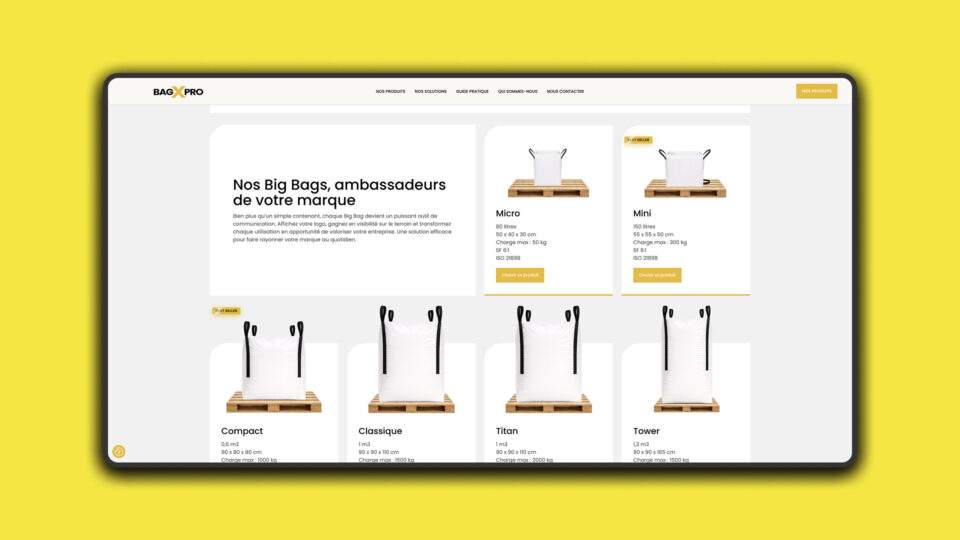 Site Bag X Pro — page intérieure