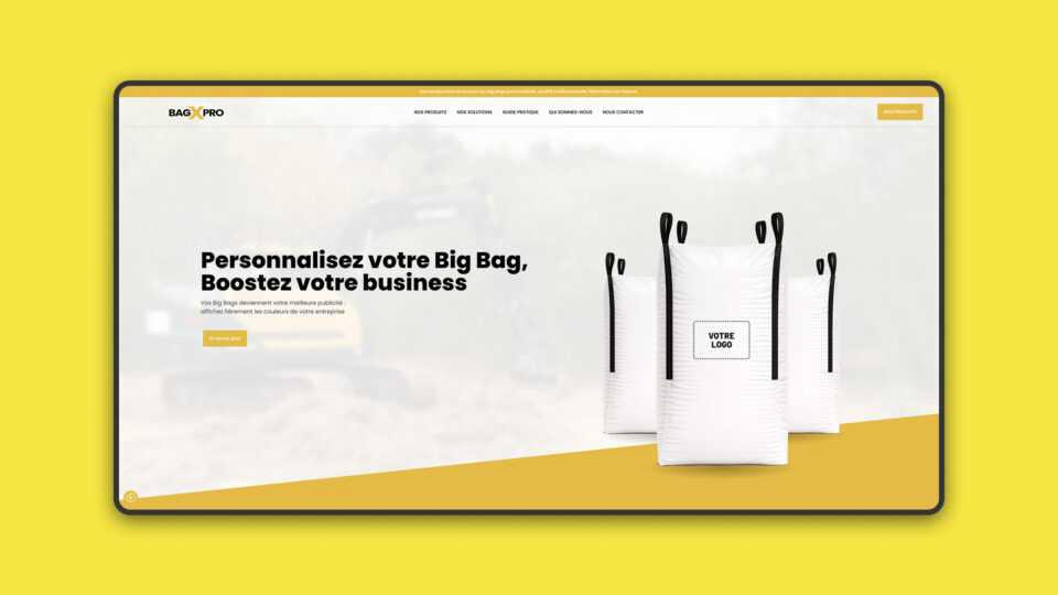 Site Bag X Pro — page d'accueil