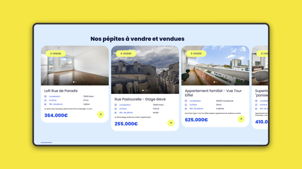 Site Padam Immo — page intérieure