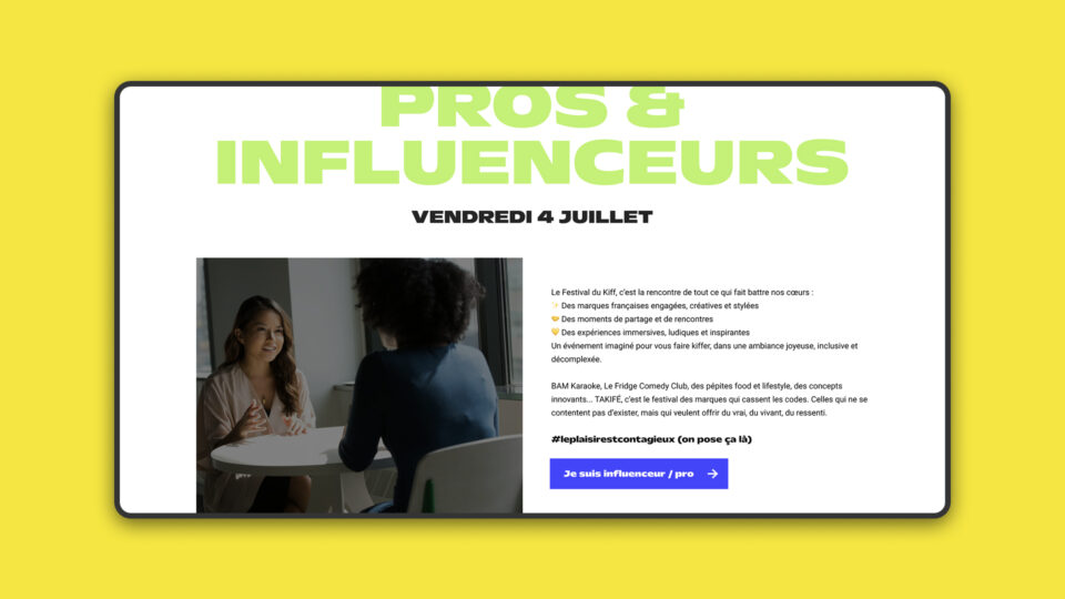 Site Ta Kifé — page intérieure